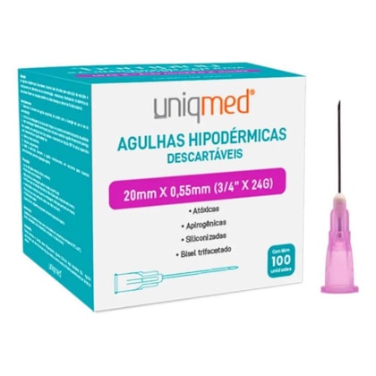 Agulha Hipod.24G Uniqmed 0.55X20 CX.C\100