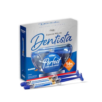 Clareador Whiteness Perfect 16% Kit - Grátis Estojo + 2 Seringas - Mês do Dentista 2024 - FGM