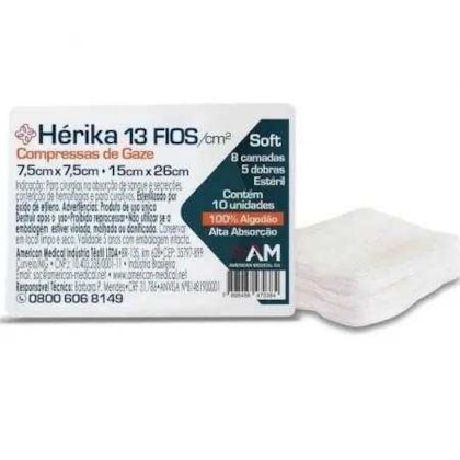 Compressa de Gaze Estéril Hérika 13 Fios - Amed Compressa de Gaze Estéril Hérika 13 Fios - Amed