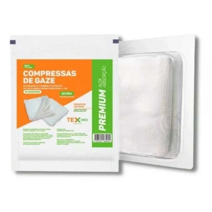 Compressa de Gaze Estéril Premium 13 Fios - Tex Med Compressa de Gaze Estéril Premium 13 Fios - Tex Med