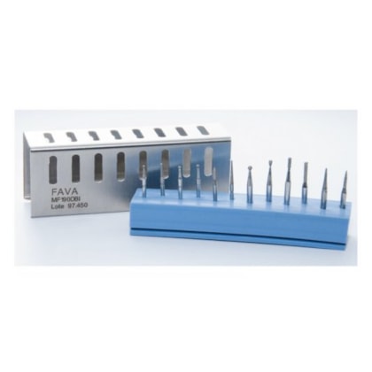 Estojo Double Inox para 12 pontas FG Oblongo 8,5x3,2x2,2cm - Fava Estojo Double Inox para 12 pontas FG Oblongo 8,5x3,2x2,2cm - Fava