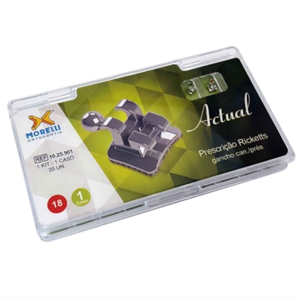 Kit de Bráquetes 01 caso Ricketts Actual .018" - Gancho Can./Prés - 1025901 - Morelli Kit de Bráquetes 01 caso Ricketts Actual .018" - Gancho Can./Prés - 1025901 - Morelli