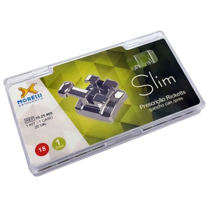 Kit de Bráquetes 01 caso Ricketts Slim .018" - Gancho Can./Prés - 1025905 - Morelli Kit de Bráquetes 01 caso Ricketts Slim .018" - Gancho Can./Prés - 1025905 - Morelli
