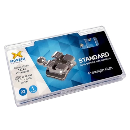 Kit de Bráquetes 01 caso Roth Standard .022" - Can. 9° Ang. - Gancho Can. - 1010953 - Morelli Kit de Bráquetes 01 caso Roth Standard .022" - Can. 9° Ang. - Gancho Can. - 1010953 - Morelli