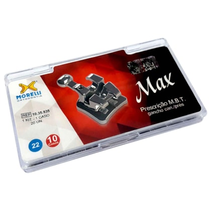 Kit de Bráquetes 10 casos M.B.T. Max .022" - Gancho Can./Prés - 1035935 - Morelli Kit de Bráquetes 10 casos M.B.T. Max .022" - Gancho Can./Prés - 1035935 - Morelli