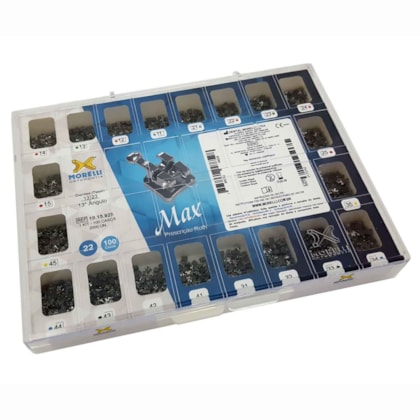Kit de Bráquetes 100 casos Roth Max .022" - Can. 13° Ang. - Gancho Can./Prés - 1015925 - Morelli Kit de Bráquetes 100 casos Roth Max .022" - Can. 13° Ang. - Gancho Can./Prés - 1015925 - Morelli
