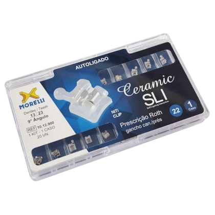 Kit de Bráquetes Roth Ceramic SLI .022" - Can.9° Ang. - Gancho Can./Prés - 1012900 - Morelli