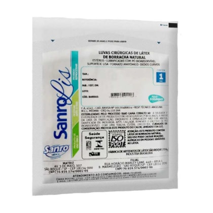 Luva Cirúrgica de Látex Estéril com Pó Sanro Lis - Sanro Luva Cirúrgica de Látex Estéril com Pó Sanro Lis - Sanro