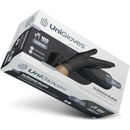 Luva de Procedimento de Latex com Pó Black - Unigloves 