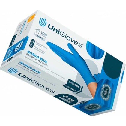 Luva de Procedimento de Nitrilo Azul Sem Pó Premium Quality - Unigloves Luva de Procedimento de Nitrilo Azul Sem Pó Premium Quality - Unigloves