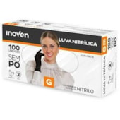 Luva de Procedimento de Nitrilo Preta Sem Pó - Inoven