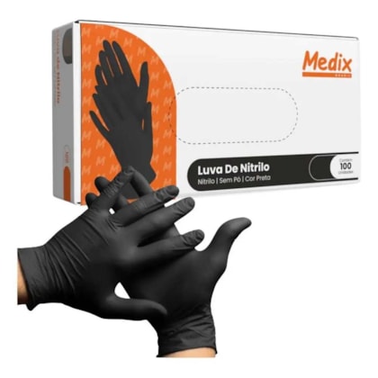 Luva Nitrilo M Sem Talco Medix Preta C\100
