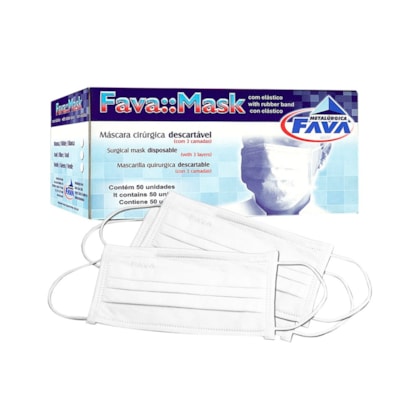 Máscara Cirúrgica Branca com elástico - Fava Máscara Cirúrgica Branca com elástico - Fava