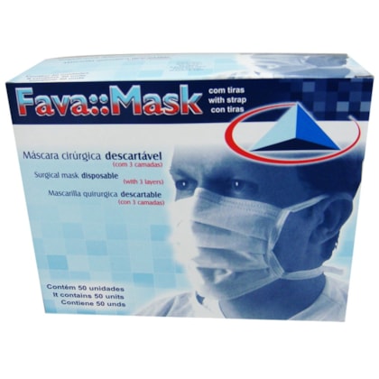 Máscara Cirúrgica Branca com tiras - Fava Máscara Cirúrgica Branca com tiras - Fava
