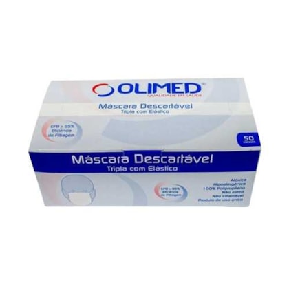 Máscara Descartável Tripla com Elástico - Olimed