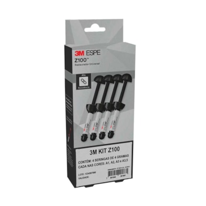 Resina Z100 Kit com 4 seringas - 3M Solventum Resina Z100 Kit com 4 seringas - 3M Solventum