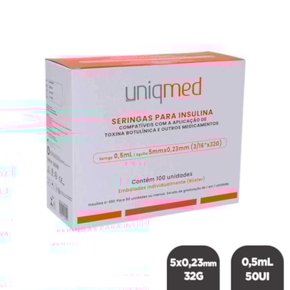 Seringa para Insulina 0,5ml 50UI com 1 und - Uniqmed Seringa para Insulina 0,5ml 50UI com 1 und - Uniqmed
