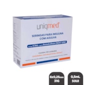 Seringa para Insulina 0,5ml 50UI com 10un - Uniqmed