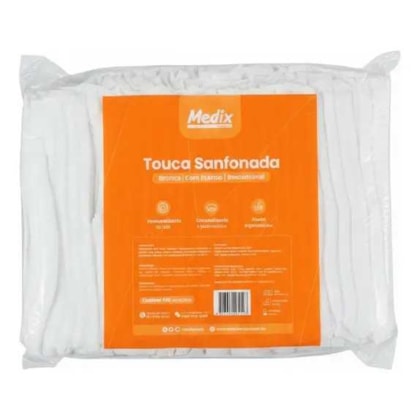 Touca com Elastico Cor Branca Medix pacote com 100 Unidades.