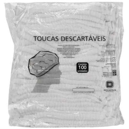Touca Descartável com Elástico Branca - Descarpack